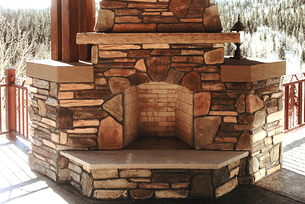 Custom Stone Outdoor Fireplace